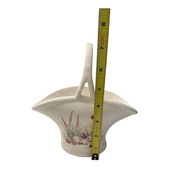 Bunny Glazed Ceramic Basket Grace Tea Ware Easter Rabbit in the Garden Spring - Picture 9 of 9